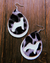 Load image into Gallery viewer, Black &amp; Grey Cheetah Print Goat Teardrop Shaped Earrings
