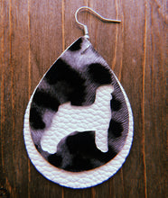 Load image into Gallery viewer, Black &amp; Grey Cheetah Print Goat Teardrop Shaped Earrings
