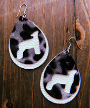 Load image into Gallery viewer, Black &amp; Grey Cheetah Print Lamb Teardrop Shaped Earrings
