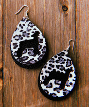 Load image into Gallery viewer, Black, Grey, &amp; White Cheetah Print Lamb Teardrop Earrings
