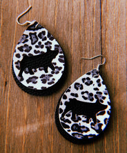 Load image into Gallery viewer, Black, Grey, &amp; White Cheetah Print Pig Teardrop Shaped Earrings
