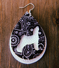 Load image into Gallery viewer, Black Paisley Goat Teardrop Shaped Earrings
