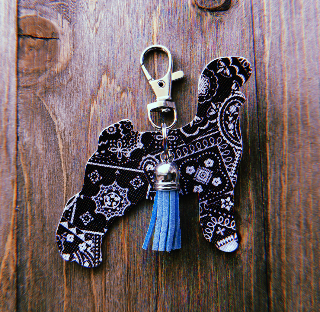 Black Paisley Goat Keychain