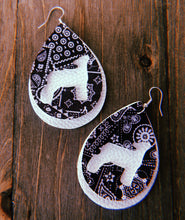 Load image into Gallery viewer, Black Paisley Lamb Teardrop Shaped Earrings
