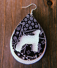 Load image into Gallery viewer, Black Paisley Lamb Teardrop Shaped Earrings
