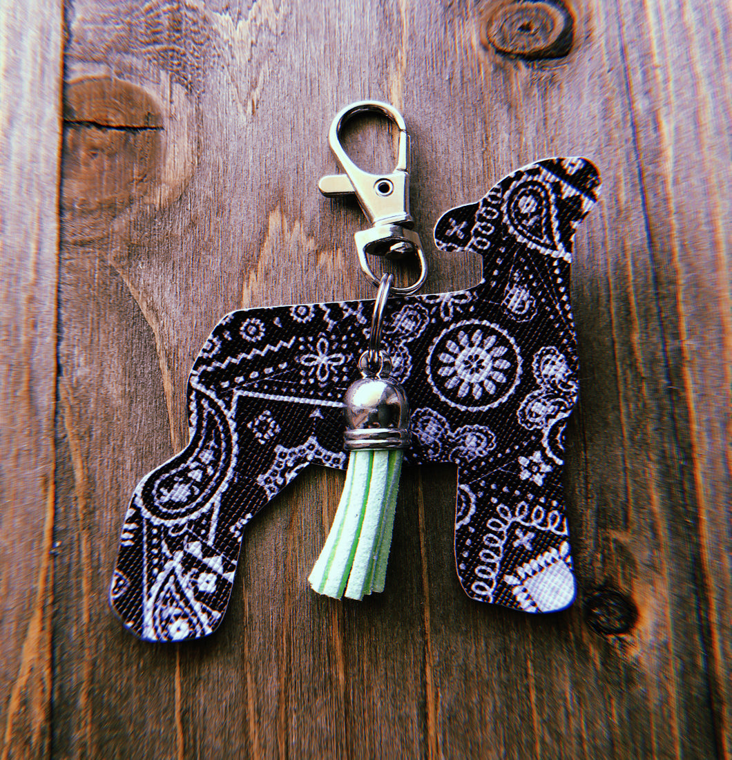 Black Paisley Lamb Keychain