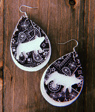 Load image into Gallery viewer, Black Paisley Pig Teardrop Shaped Earrings

