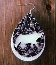 Load image into Gallery viewer, Black Paisley Pig Teardrop Shaped Earrings
