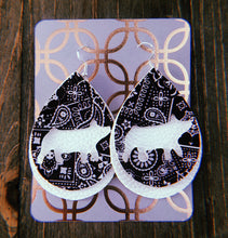 Load image into Gallery viewer, Black Paisley Pig Teardrop Shaped Earrings
