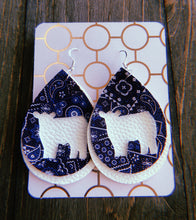 Load image into Gallery viewer, Blue Paisley Cow Teardrop Shaped Earrings
