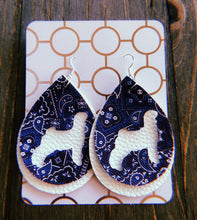 Load image into Gallery viewer, Blue Paisley Goat Teardrop Shaped Earrings

