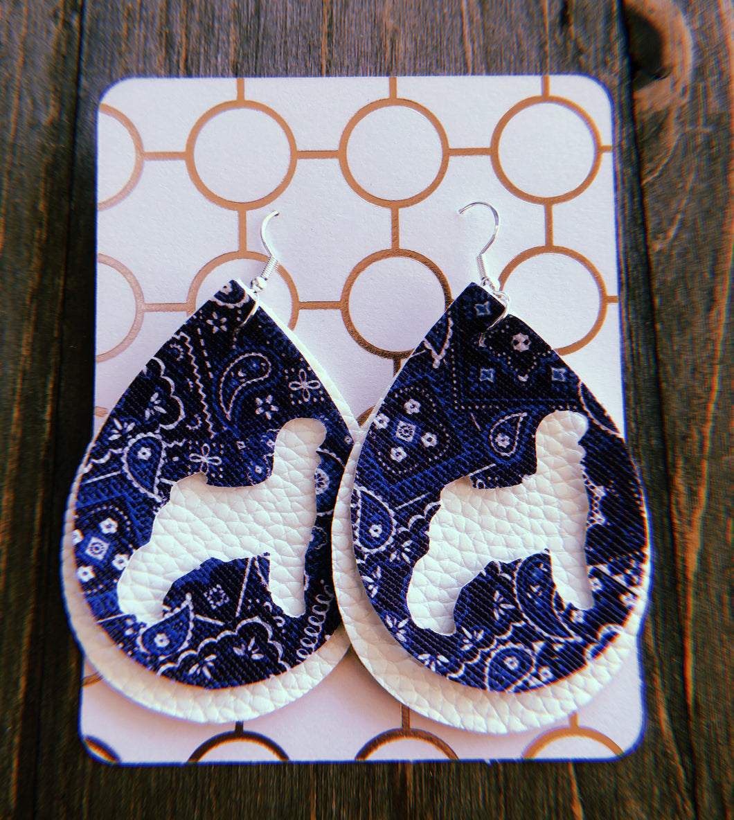 Blue Paisley Goat Teardrop Shaped Earrings