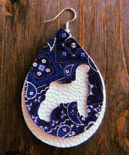 Load image into Gallery viewer, Blue Paisley Goat Teardrop Shaped Earrings
