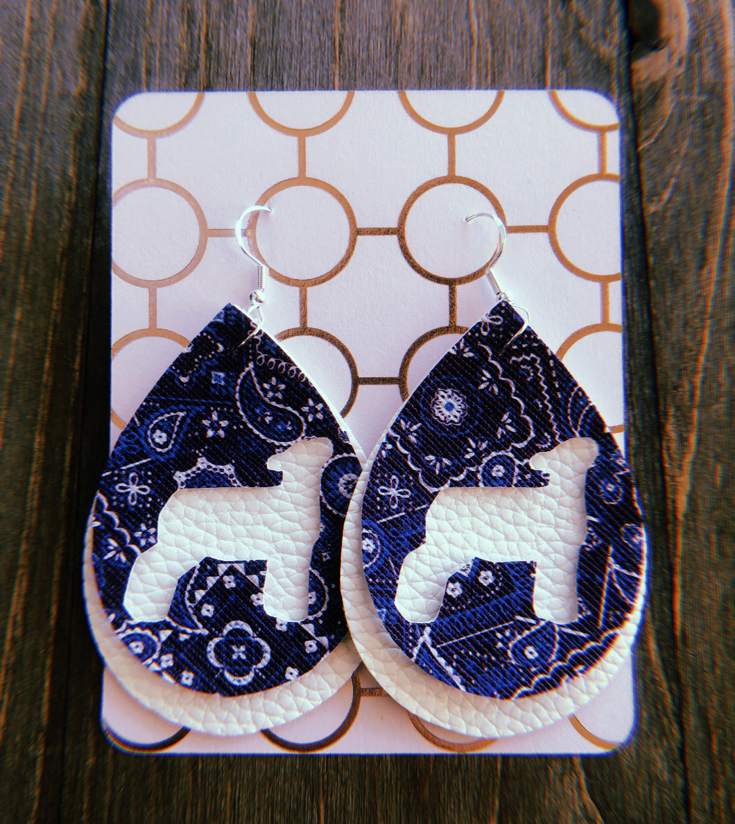 Blue Paisley Lamb Teardrop Shaped Earrings