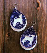 Load image into Gallery viewer, Blue Paisley Lamb Teardrop Shaped Earrings

