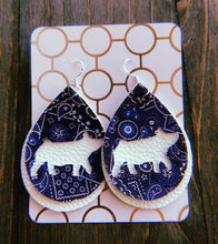 Load image into Gallery viewer, Blue Paisley Pig Teardrop Shaped Earrings
