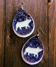 Load image into Gallery viewer, Blue Paisley Pig Teardrop Shaped Earrings
