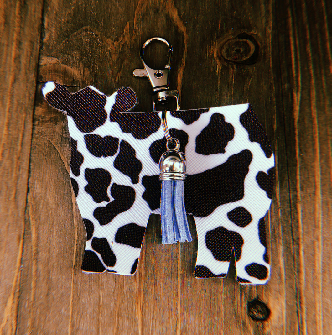 Black & White Cow Print Cow Keychain