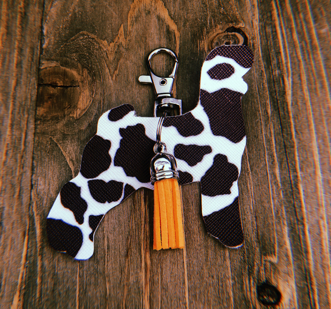 Black & White Cow Print Goat Keychain