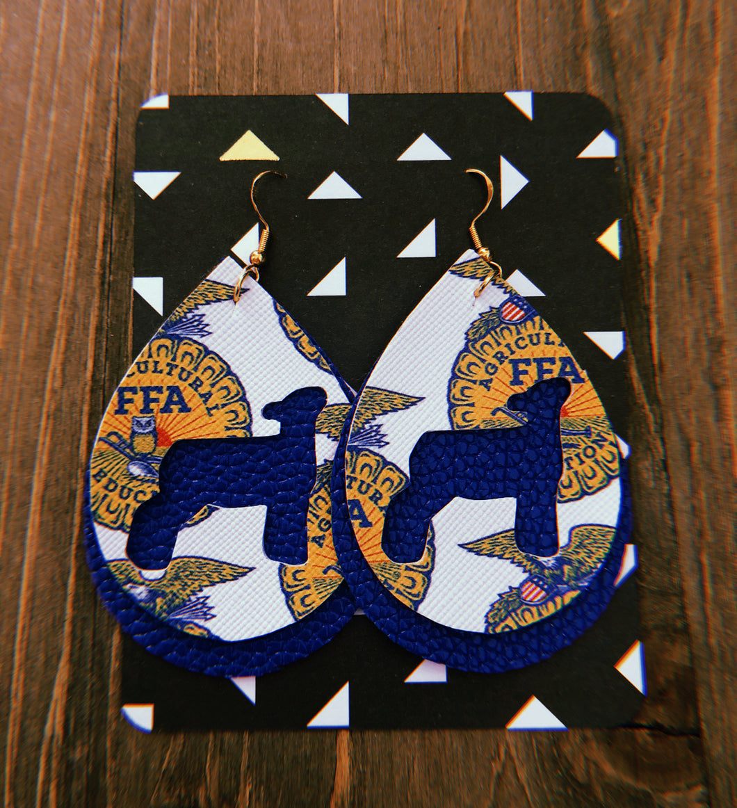 FFA Lamb Teardrop Shaped Earrings