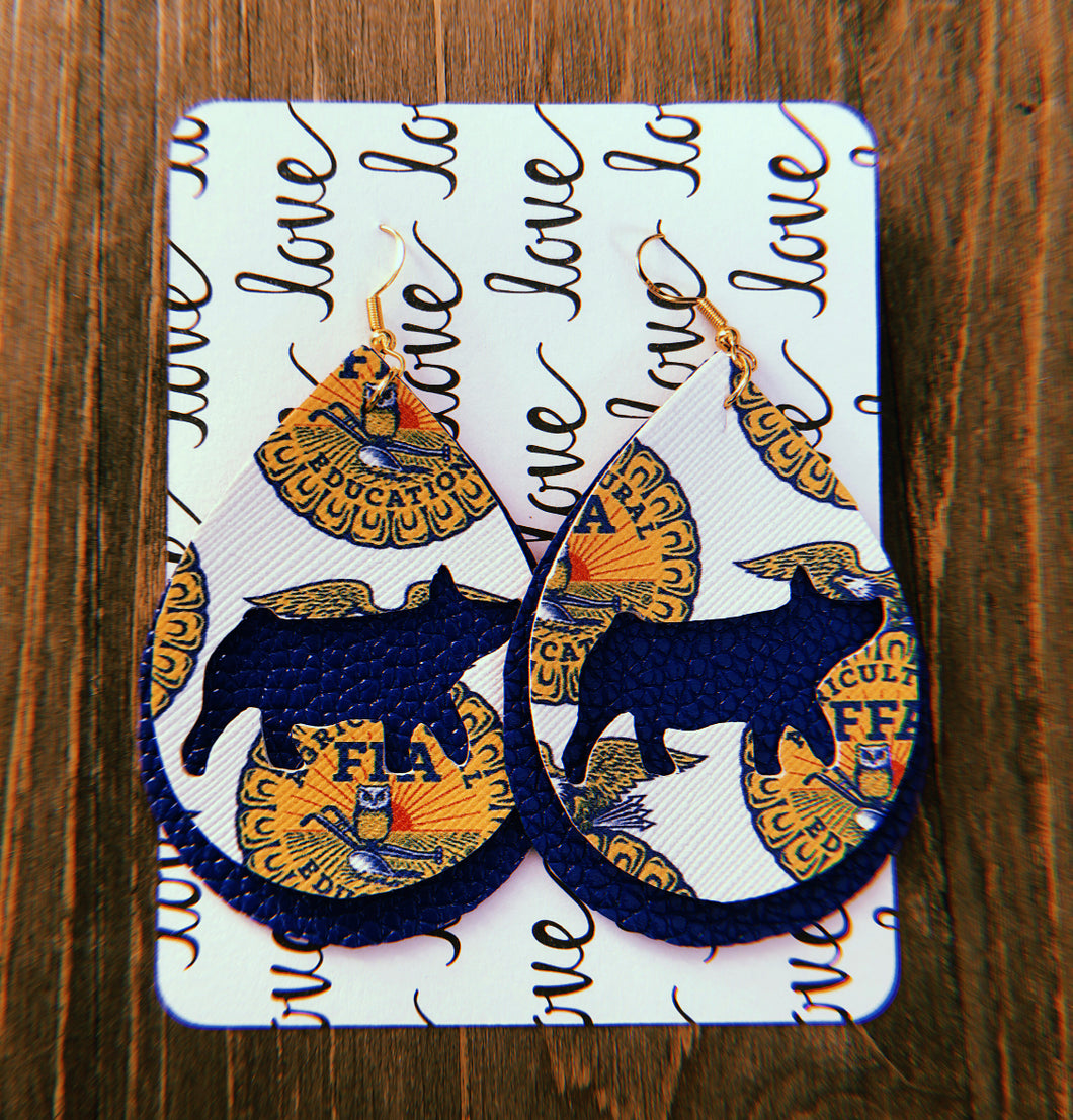FFA Pig Teardrop Shaped Earrings