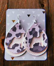 Load image into Gallery viewer, Grey Cheetah Print Goat Teardrop Shaped Earrings
