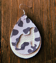 Load image into Gallery viewer, Grey Cheetah Print Goat Teardrop Shaped Earrings
