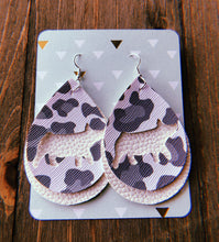 Load image into Gallery viewer, Grey Cheetah Print Pig Teardrop Shaped Earrings
