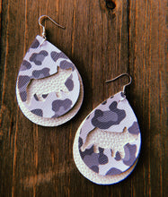 Load image into Gallery viewer, Grey Cheetah Print Pig Teardrop Shaped Earrings
