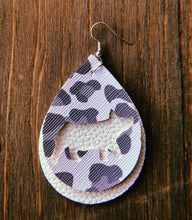 Load image into Gallery viewer, Grey Cheetah Print Pig Teardrop Shaped Earrings
