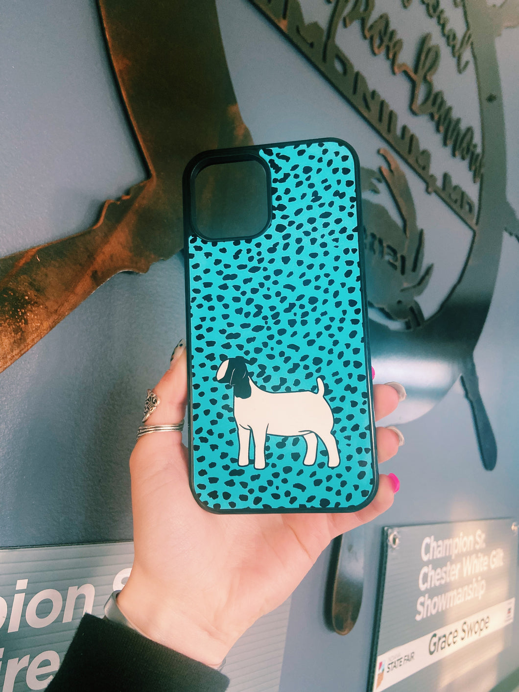 Blue Dotted Goat iPhone 13 Pro Max Case