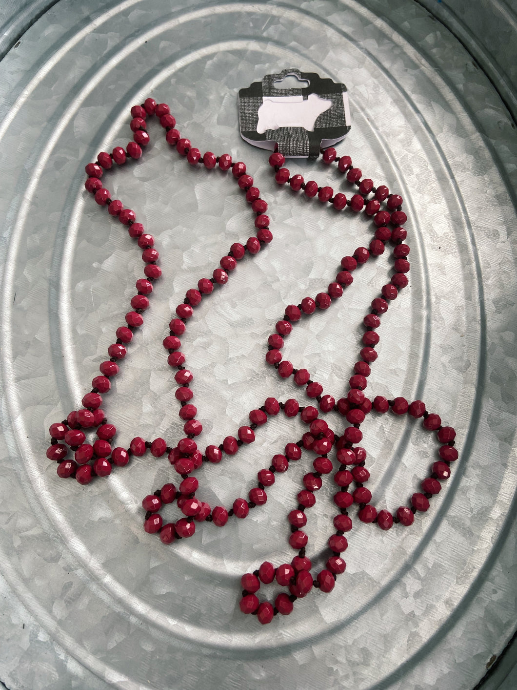 Dark Pink Beaded Necklace