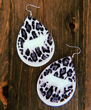 Load image into Gallery viewer, Black, Grey, &amp; White Cheetah Print Pig Teardrop Shaped Earrings
