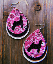 Load image into Gallery viewer, Pink Paisley Goat Teardrop Shaped Earrings
