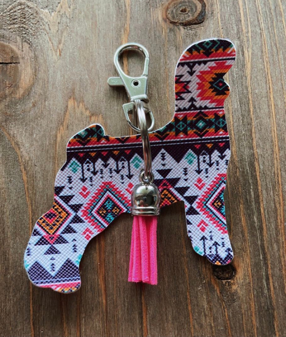 Multi Colored Aztec Goat Keychain