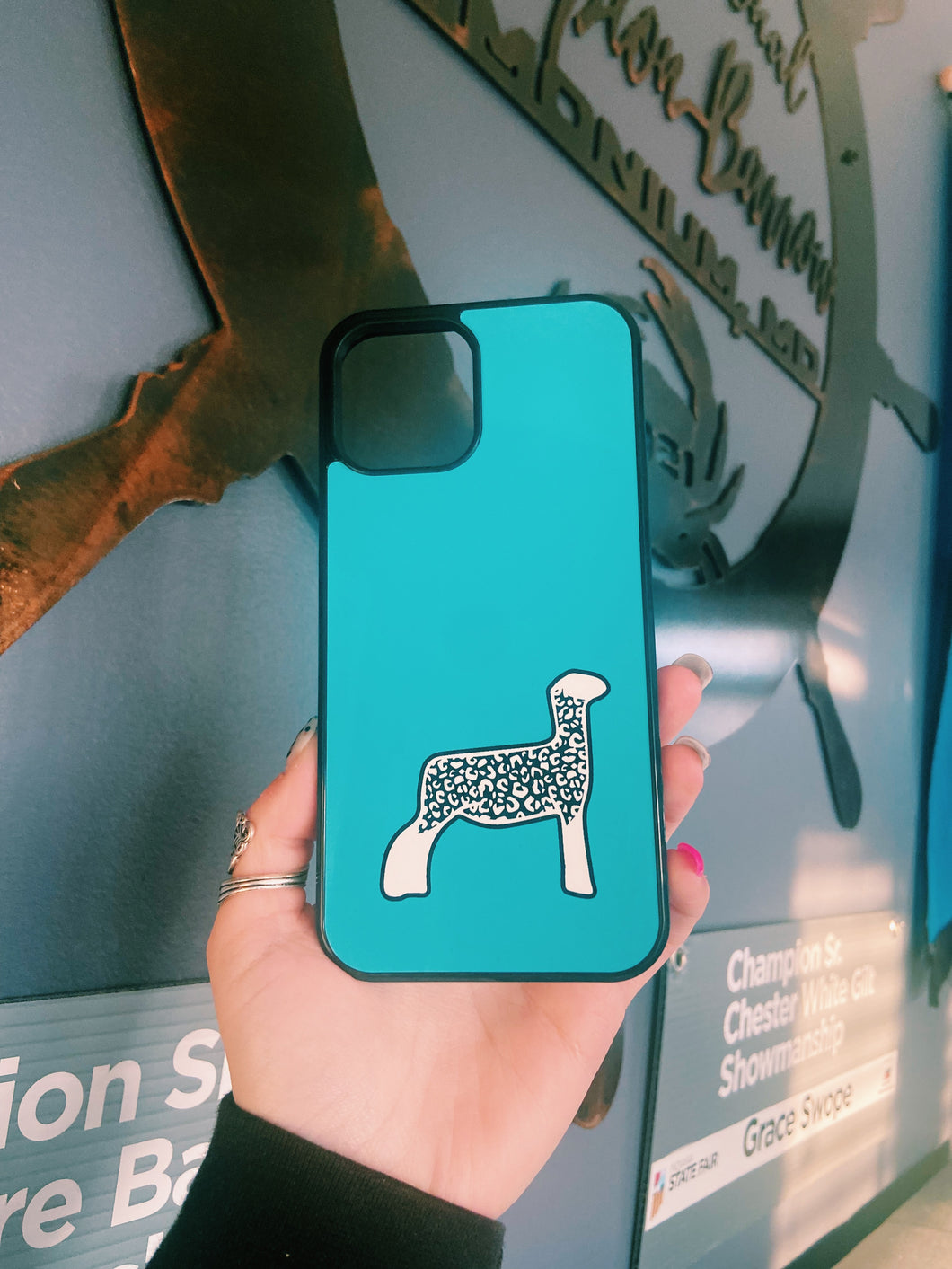 Blue Cheetah Print Lamb iPhone 12 Pro Max Case