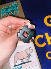 Load image into Gallery viewer, Black Cheetah Print Dangling Clay Stud Earrings
