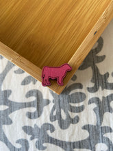 Load image into Gallery viewer, Magenta Steer Wooden Stud Earrings

