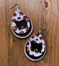 Load image into Gallery viewer, White Cheetah Print Cow Teardrop Shaped Earrings
