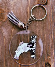 Load image into Gallery viewer, Crazy Zoo Print Goat Clear Circle Keychain
