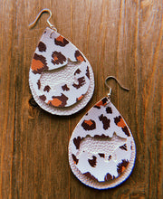 Load image into Gallery viewer, White Cheetah Print Pig Teardrop Shaped Earrings
