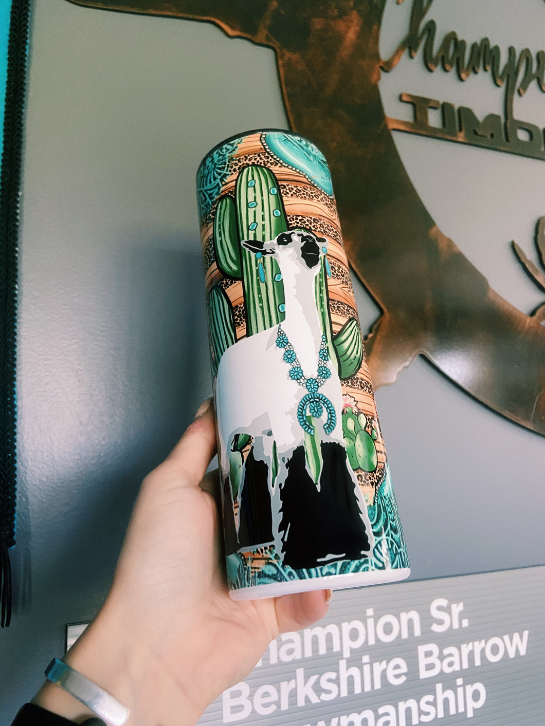 Turquoise & Cactus Lamb Tumbler