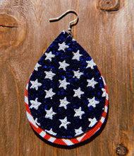 Load image into Gallery viewer, Red, White, &amp; Blue Teardrop Shaped Earrings
