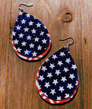 Load image into Gallery viewer, Red, White, &amp; Blue Teardrop Shaped Earrings
