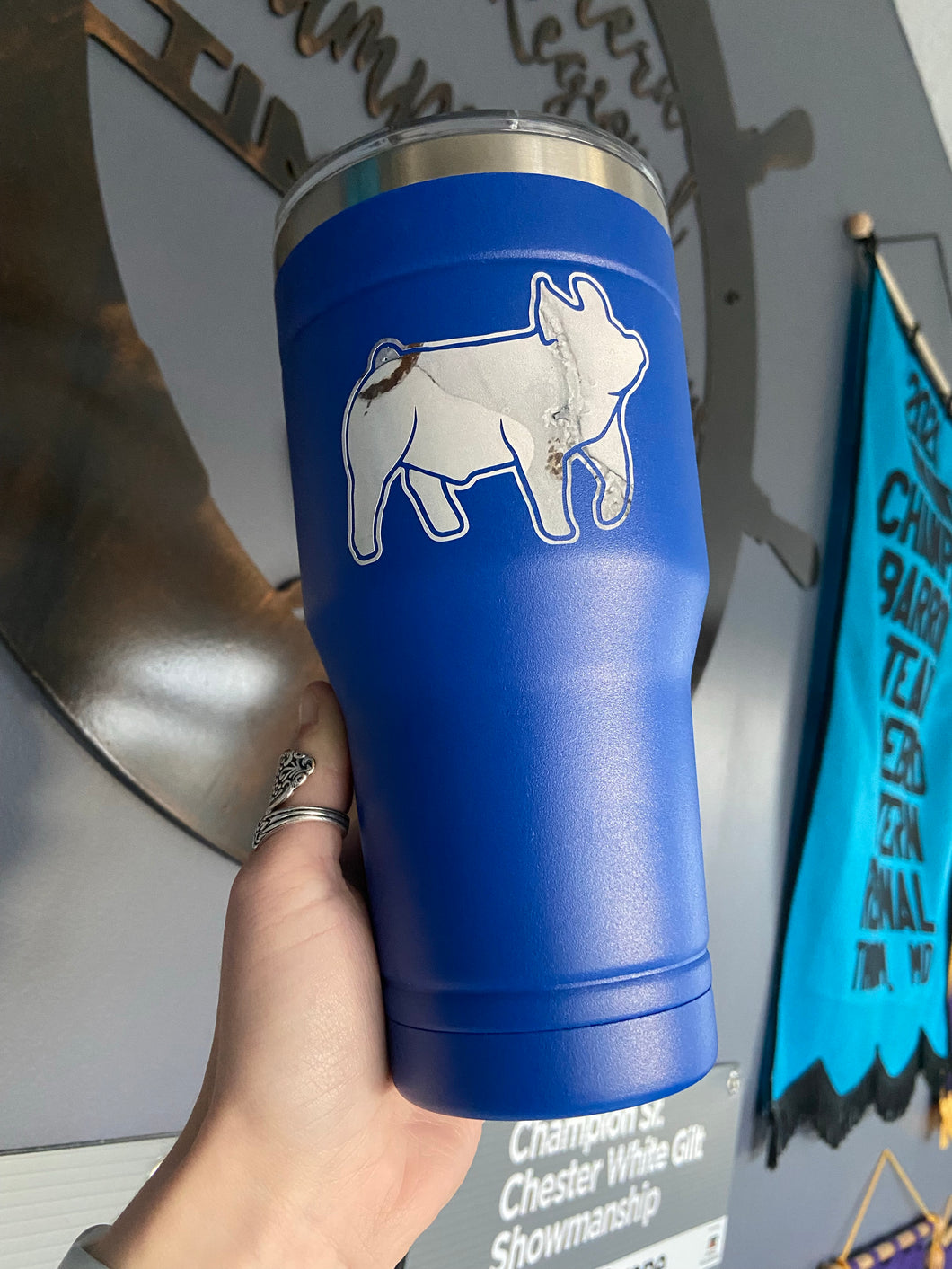 Dark Blue Pig Tumbler