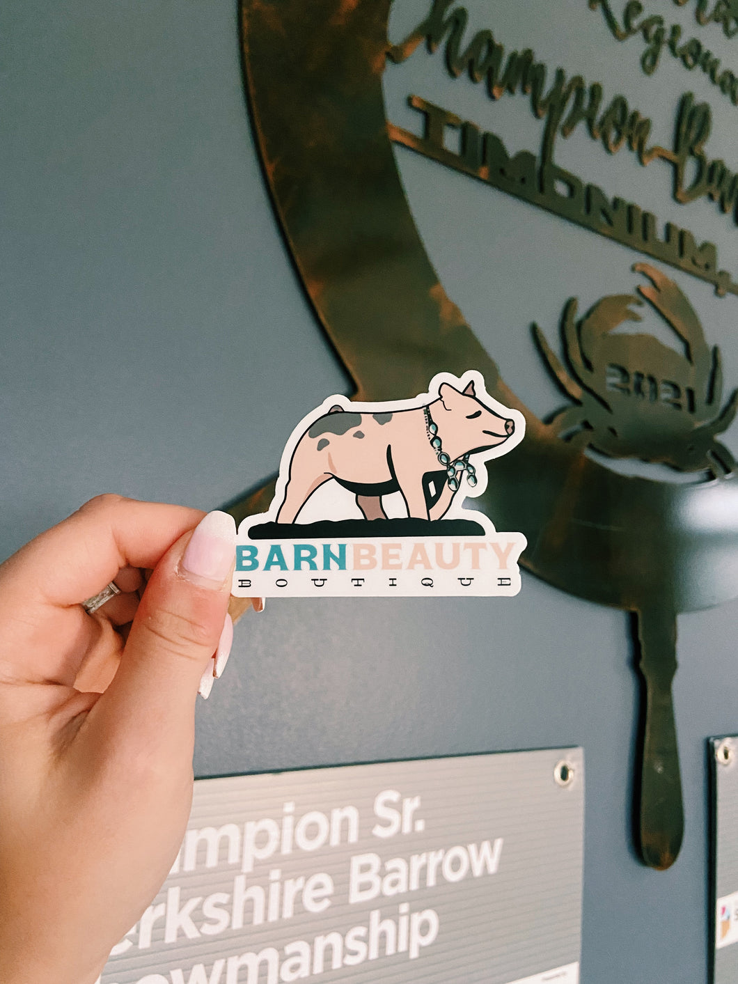 Barn Beauty Boutique Cross Sticker