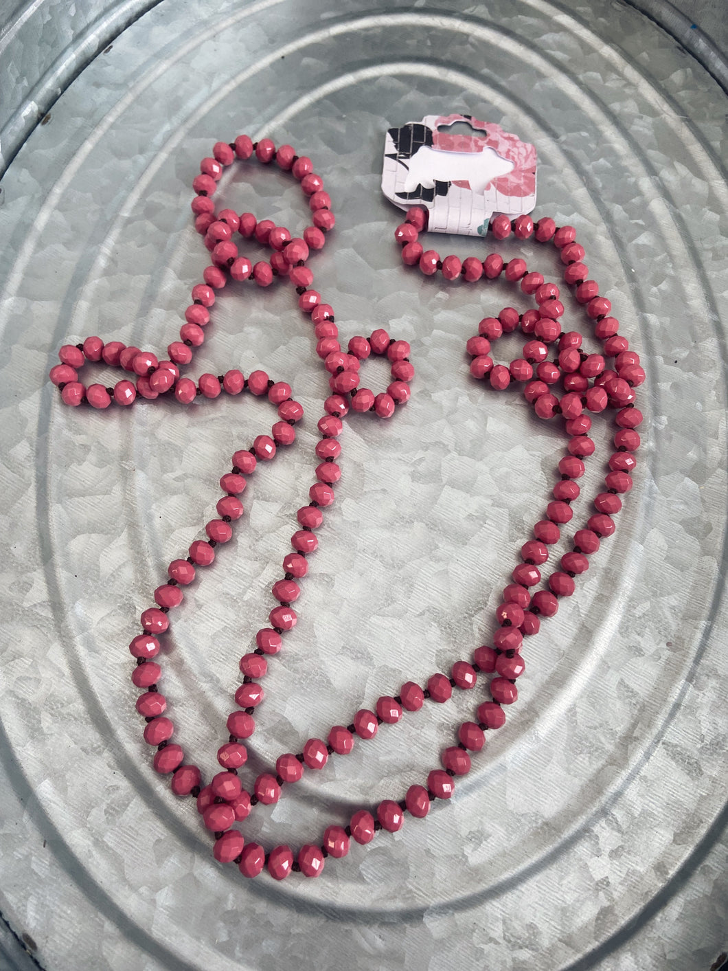 Medium Pink Beaded Necklace