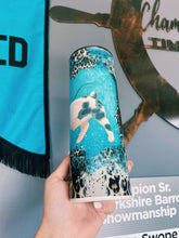 Load image into Gallery viewer, Distressed Cheetah Print &amp; Turquoise Crossbred Tumbler
