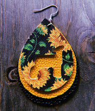 Load image into Gallery viewer, Black Sunflower Lamb Teardrop Shaped Earrings
