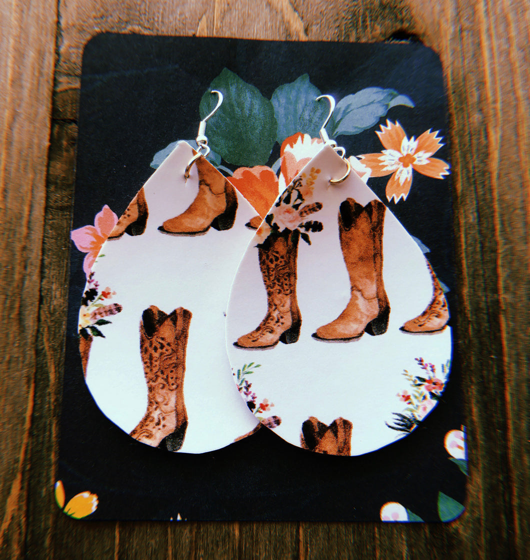 Cowboy Boot Teardrop Shaped Earrings